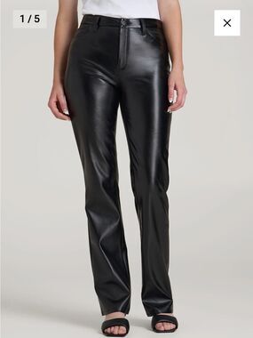 American Tall True Touch Leather Straight Leg Pants for Tall Women Black Size 10